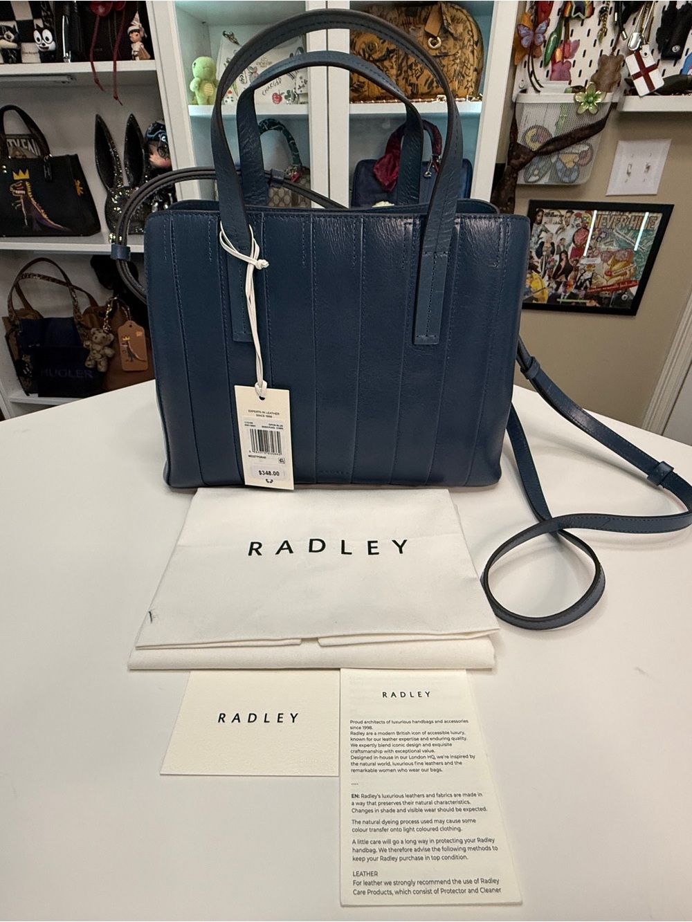Radley Dukes Place Striped Medium Grab Tote in Utility Blue